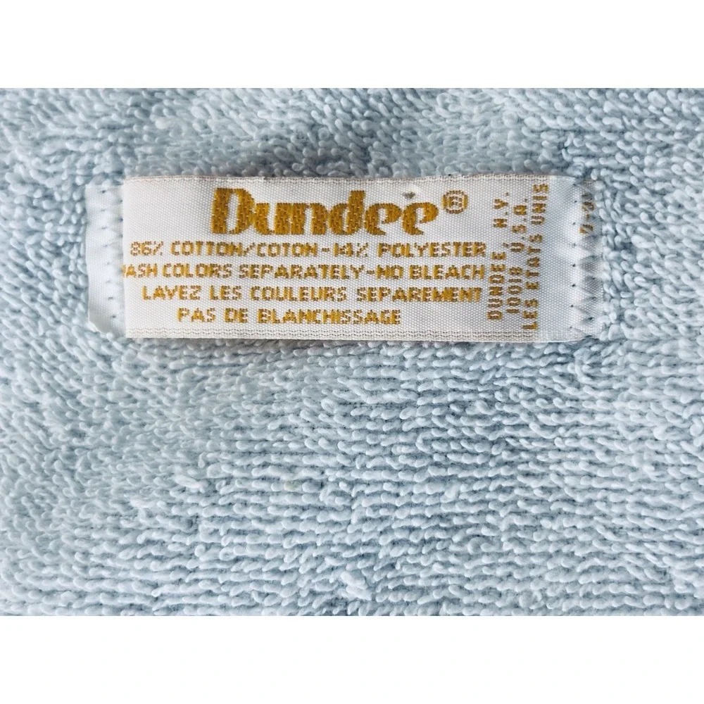 Pair Of Vintage Dundee Hand Towels - Light Blue With White Lace Trim - Lot Of 2